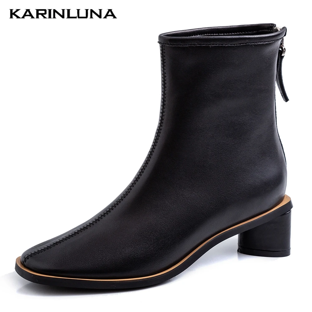 

Large Size 33-41 Fashion Sheepskin Genuine Leather High Quality Ankle Boots Woman Shoes Zipper Shoes Woman Boots Women Shoes
