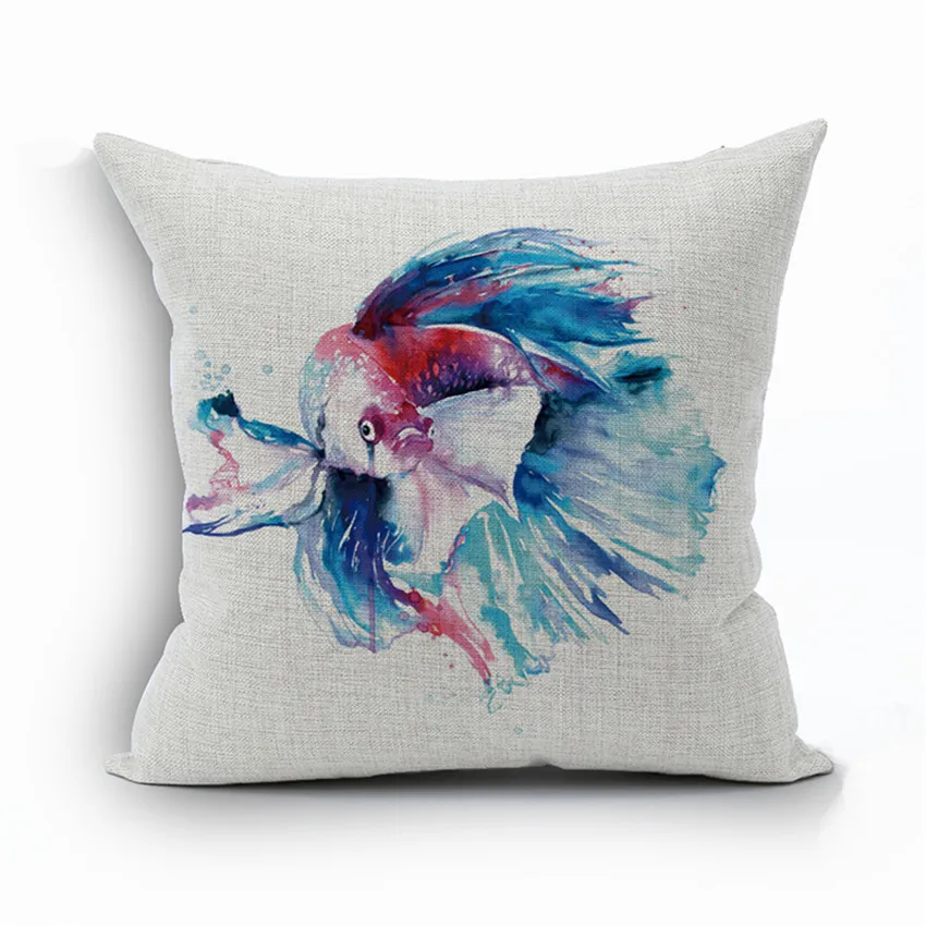 pillow cases  Fish Pillow Cover For Home Pillowcase Aquatic Animal Cojines Decorative 45x45cm  Throw Pillow Cases
