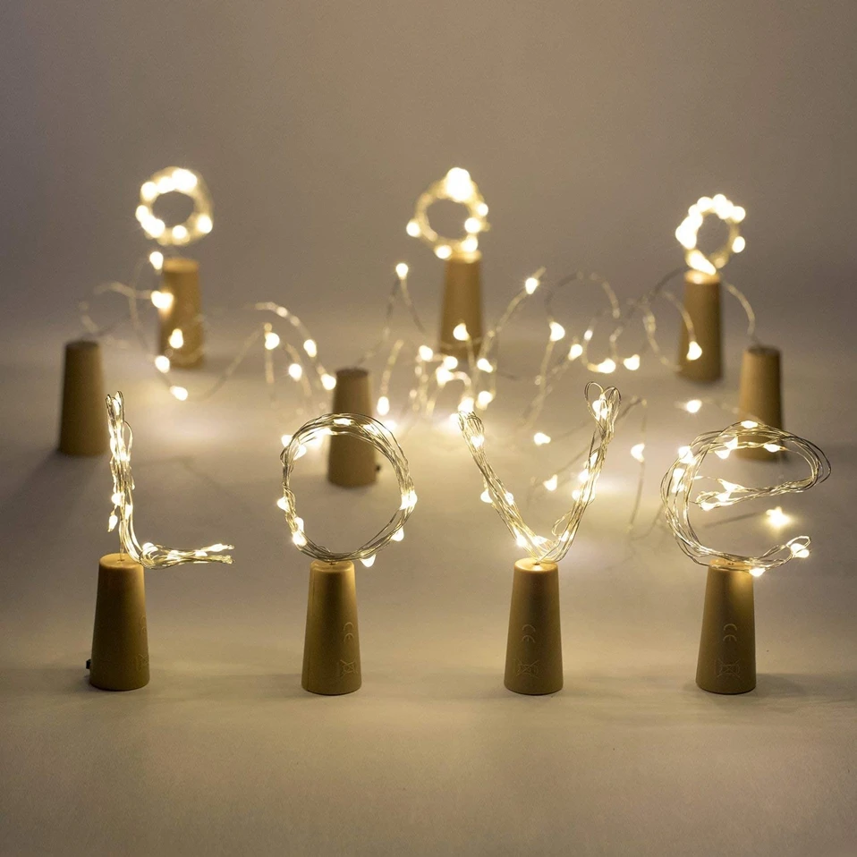 Wine Bottle Lights 6.5ft 20LED Cork Battery Powered Garland DIY Christmas String Lights For Party Halloween Wedding Decoracion