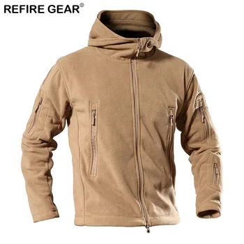 

ReFire Gear Autumn Outdoor Fleece Jacket Men Tactical Windproof Sport Jackets Hooded Thick Hiking Climbing Fishing Jackets Male
