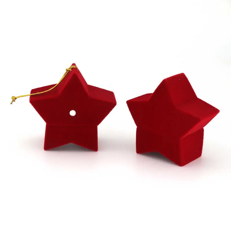 

1 Piece Velvet Star Ring Earrings Display Gift Box Jewelry Packaging For Wedding Engagement Display Stand Storage Wholesale