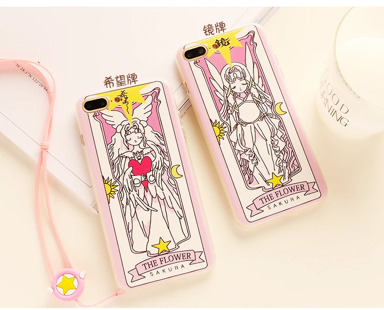 Для iPhone 8 8 plus Чехол+ пленка из закаленного стекла, Япония супер милый Captor SAKURA чехол для iPhone 6 S 6splus 7 7plus Fudas