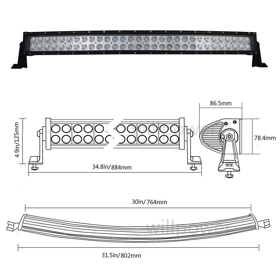 32" 180W curved led light bar COMBO Beam with Wiring kit for Work Driving Offroad Boat Car Tractor Truck 4x4 SUV ATV-in Light Bar/Work Light from ...