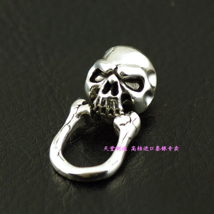 

Wallet pure silver skull diy925 monk head belt covered buttons cloth buckle