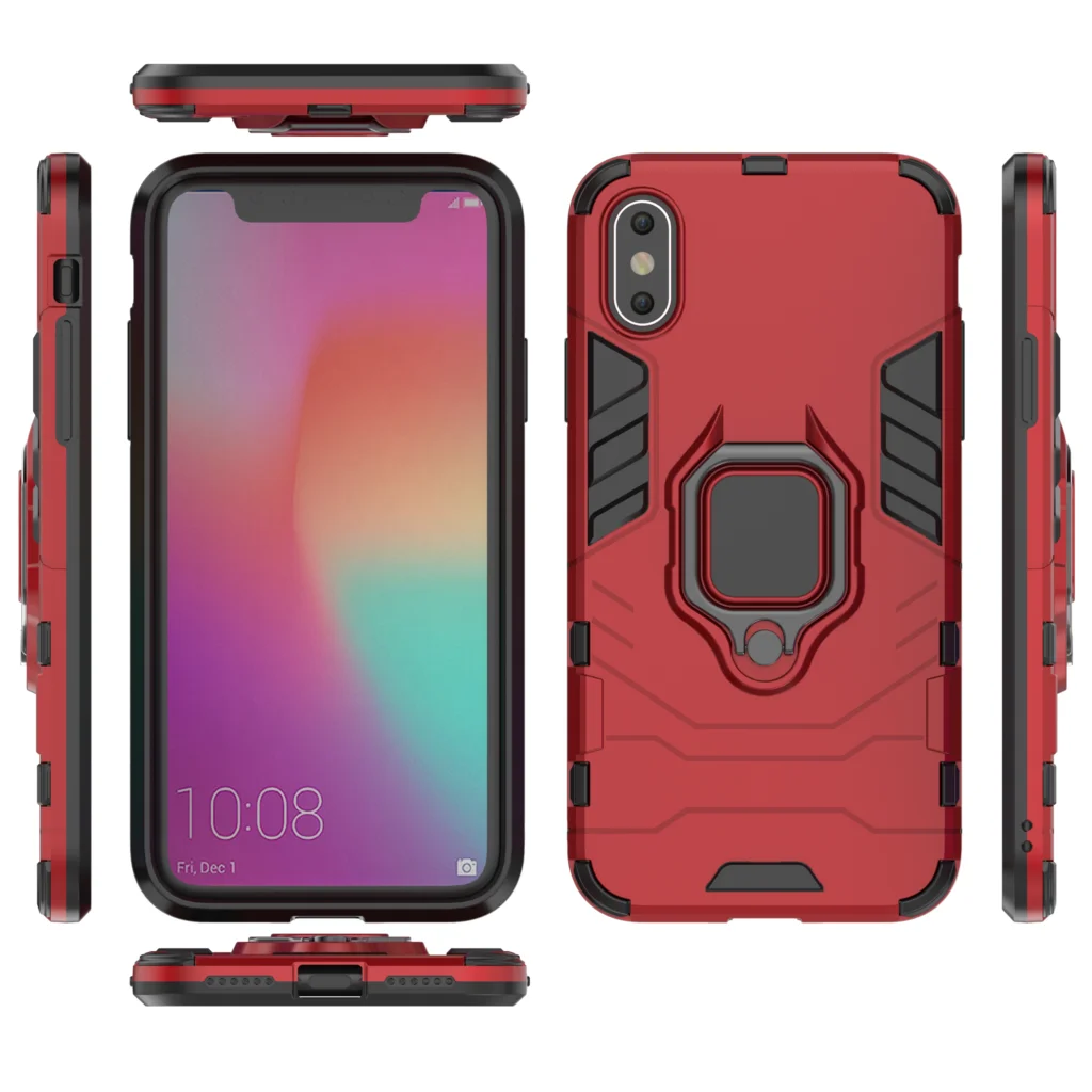 For Apple iPhone X phone Case Stand Holder TPU&PC Hard Silicone Dual