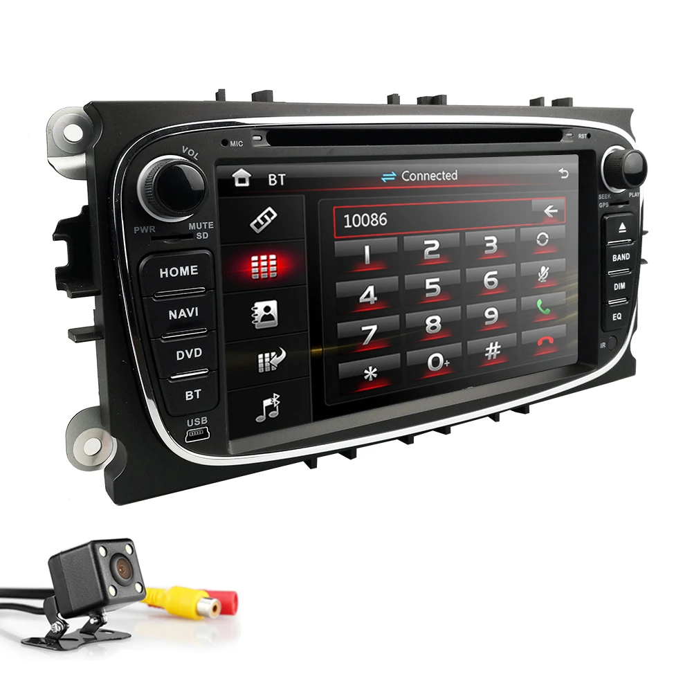 Perfect HIZPO Car DVD Player For Ford Focus 2 S-Max C-Max Mondeo 4 Galaxy Kuga 2008-2010 2 Din 7 inch GPS Mirror link RDS DAB+ Camera BT 2