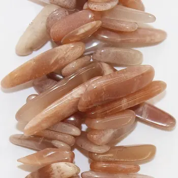 

Genuine Peach Moonstone smooth stick beads in 4x12mm-6x27mm - Gemstone Beads - Full Strand 16"