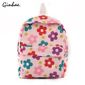 

Casual Korean Nylon Backpack women Flower Printing Students School Bags For Teenage Girls Bagpack Travel College Shoulder Bags