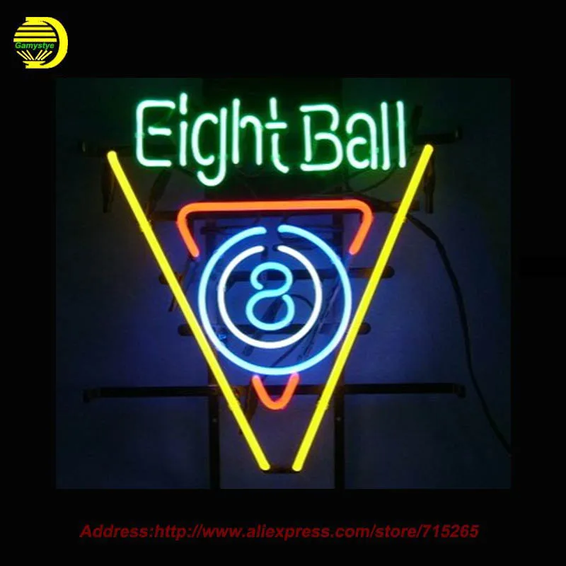 8 Ball Billiards Pool Room Neon Sign Neon Bulb Room Recreation Glass Tube Handcraft custom Light
