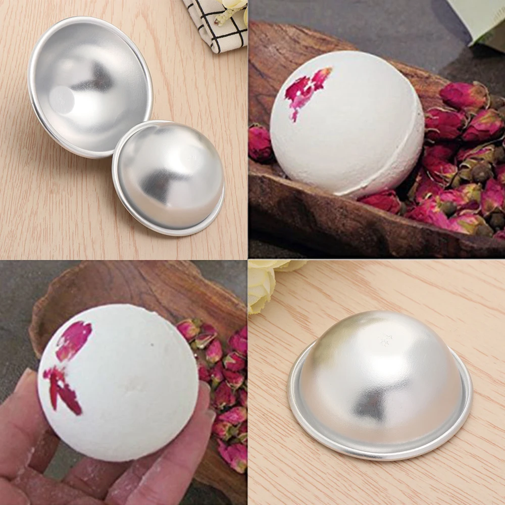 

Fashion 2Pcs Sets Bath Bomb 3D Half Ball Aluminum Alloy Sphere Bath Bombs Mold Cake Pan Tin Baking Mold Shape DIY Tools