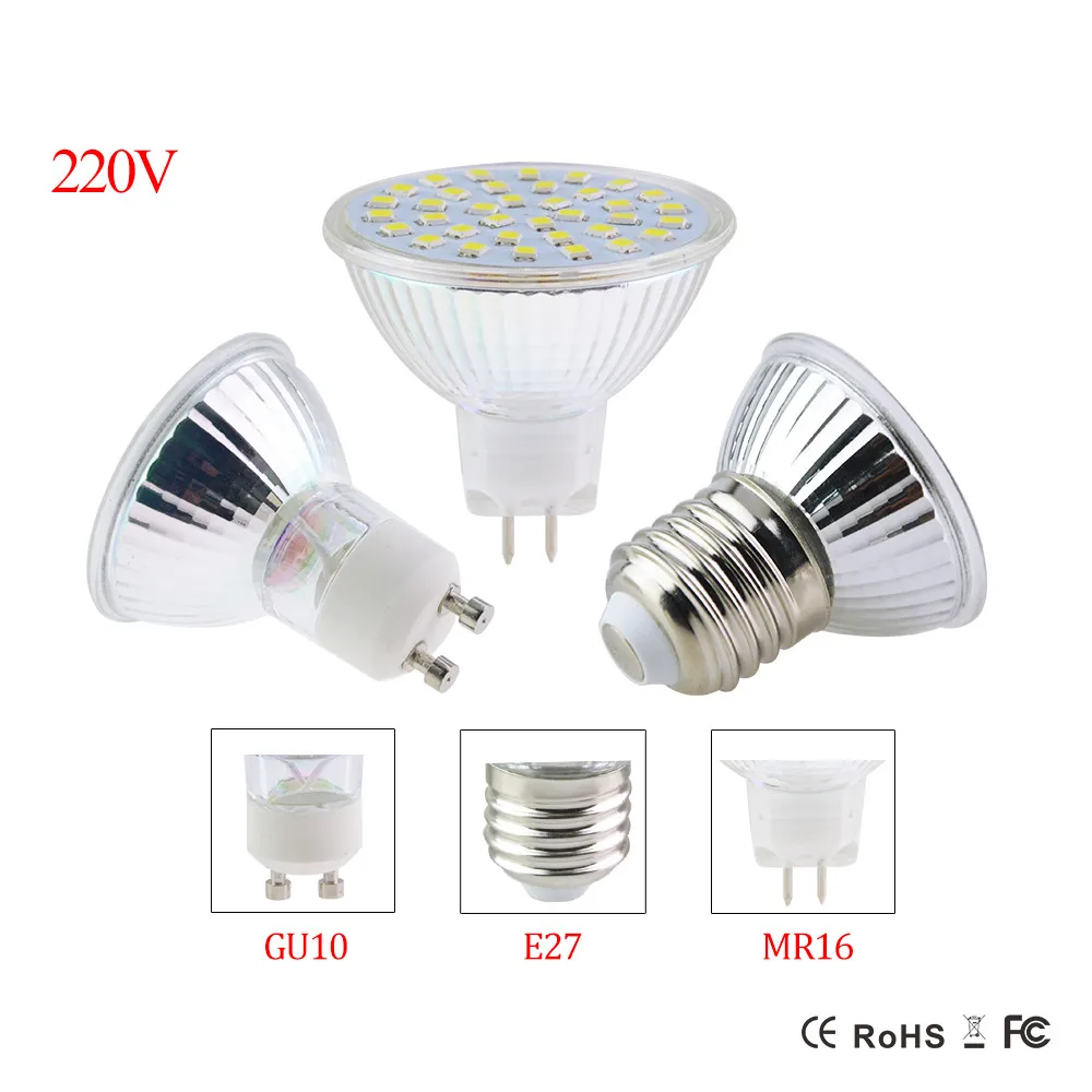 Стеклянный Светодиодный прожектор GU10 MR16 E27 светодиодный rgb led лампочки 220 V 8 W 6 W 4 W светодиодный светильник GU 10 GU5.3 SMD2835 lampadine люстра в форме свечи освещения