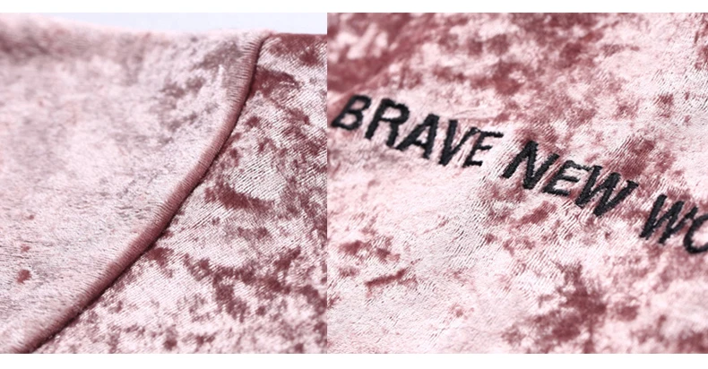 Toyouth розовый бархатная толстовка с капюшоном осень вышивка письмо толстовки Для женщин с длинными рукавами спортивные костюмы с капюшоном Джемпер Пуловер женский