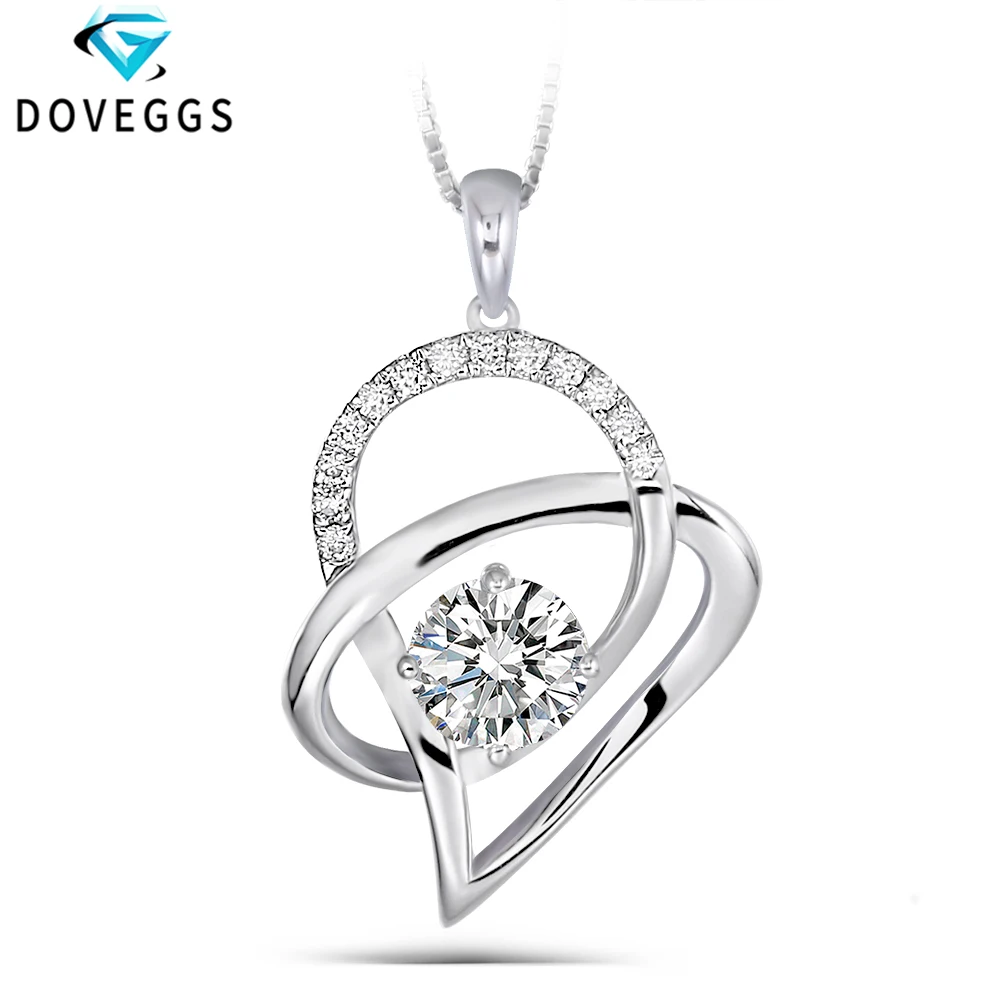

DOVEGGS sterling 925 Silver 1.13CTW 6.5mm H-I Color Moissanite Pendant Necklace with Accents Heart Shaped for Women