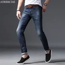 AIRGRACIAS 2018 бренд Для мужчин джинсы брюки темно-Цвет мыть джинсы повседневные джинсы для Для мужчин Эластичность Хлопок Высокое качество