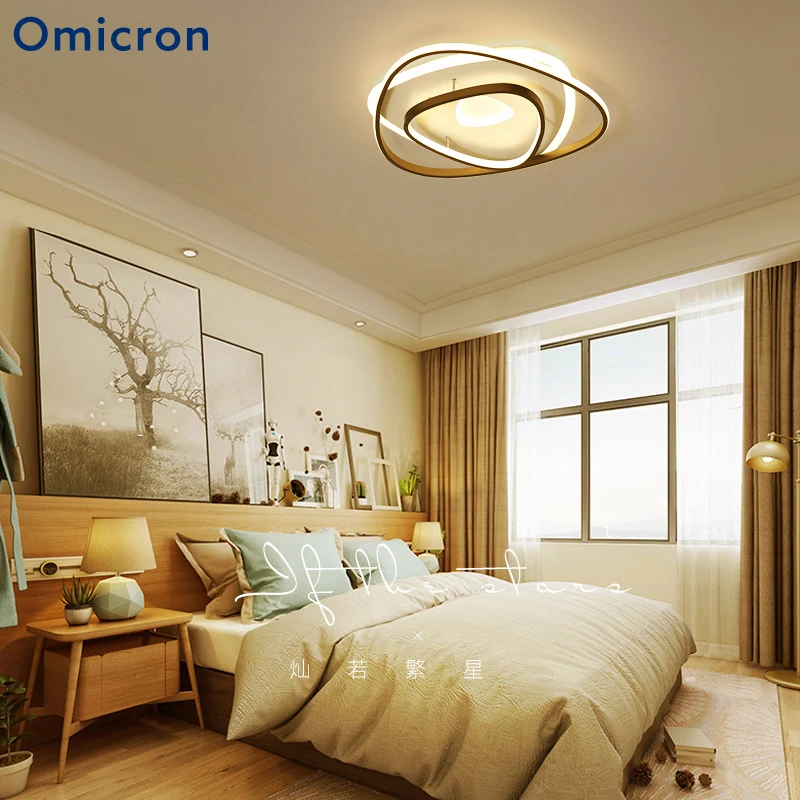 

Omicron Modern LED Chandeliers Triangle Brown Frame Lamp Bedroom Living Room Dining Room Nordic Chandeliers Home Luminaire