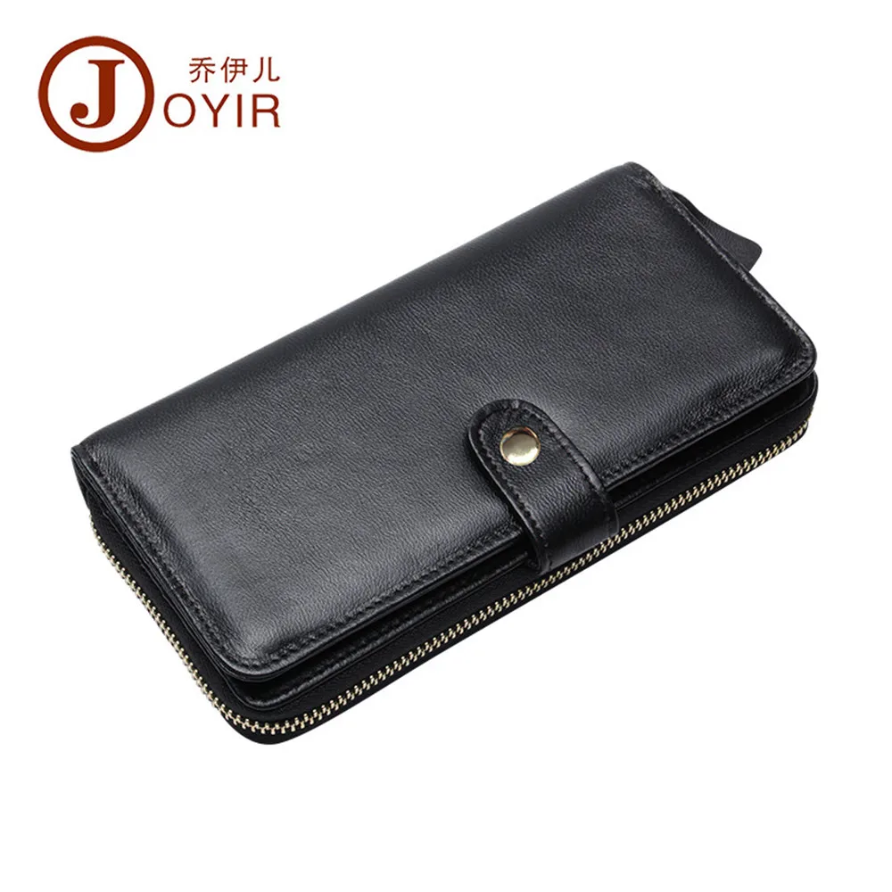 JOYIR women wallets Genuine Leather Brand Design High Quality Zipper + hasp Cell phone Card