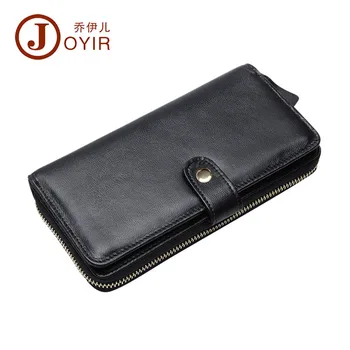 

JOYIR women wallets Genuine Leather Brand Design High Quality Zipper + hasp Cell phone Card Holder Long Lady Wallet Purse Clutch