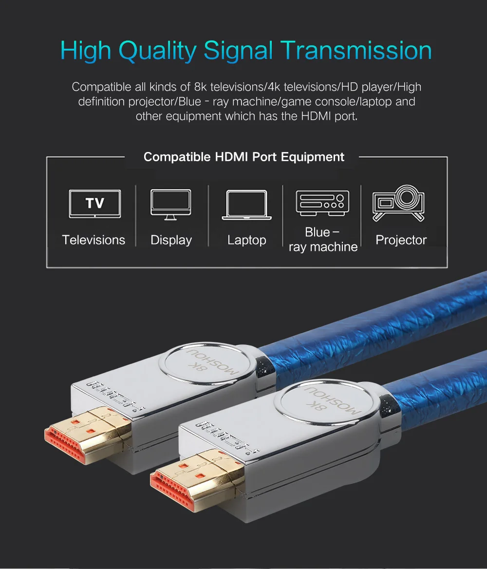 Кабель для HDMI 2,1 Ultra-HD(UHD) 8K MOSHOU 48Gbs с аудио и Ethernet HDMI шнур каво HDMI USB для переключателя 4K