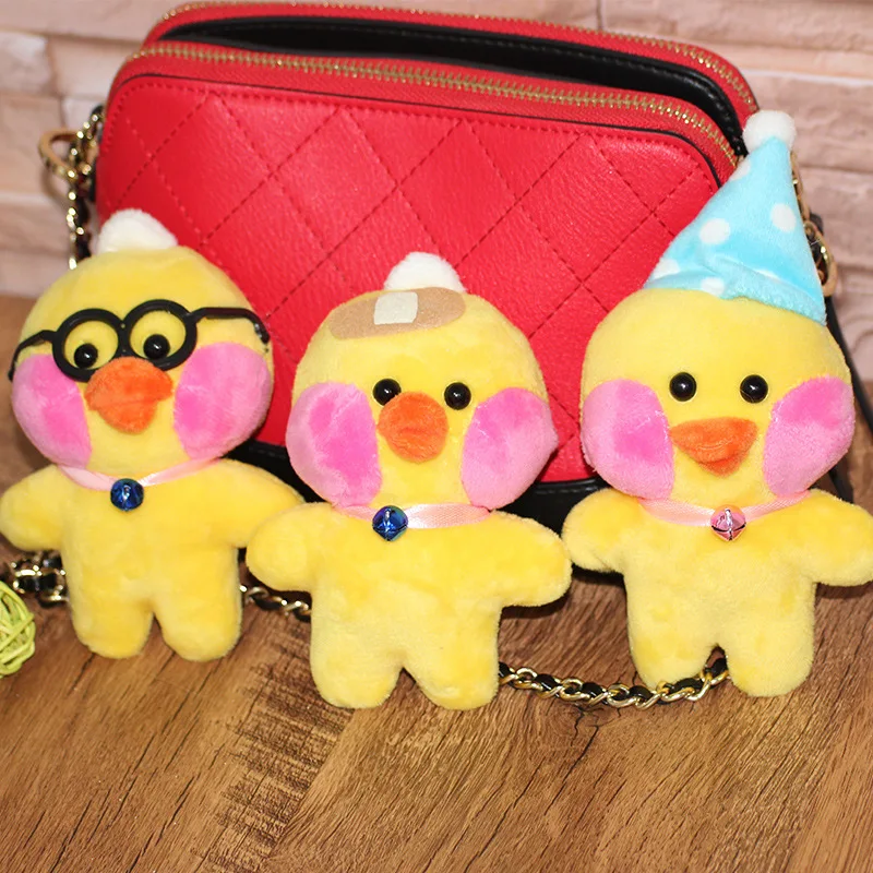 

Lalafanfan Cute Bagchain Kawaii Cafe Mimi Yellow Duck Action Figure Keyring Bags Decoration Toys For Children