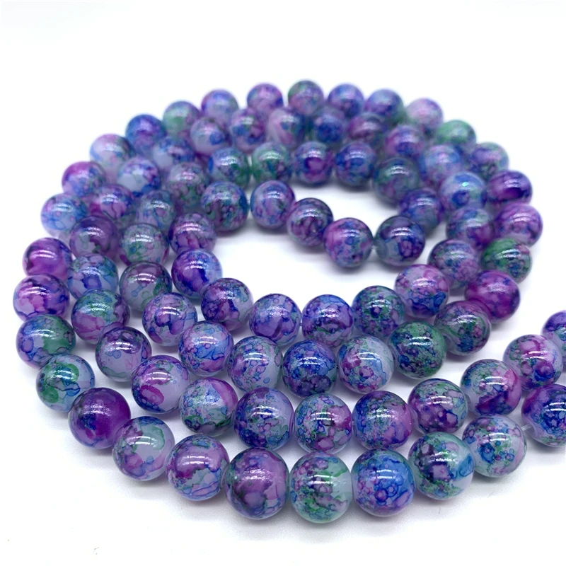 

4/6/8/10mm Double Colors Glass Beads Round Loose Spaced Beads For Jewelry Making DIY Charms Jewelry Beads YBP318