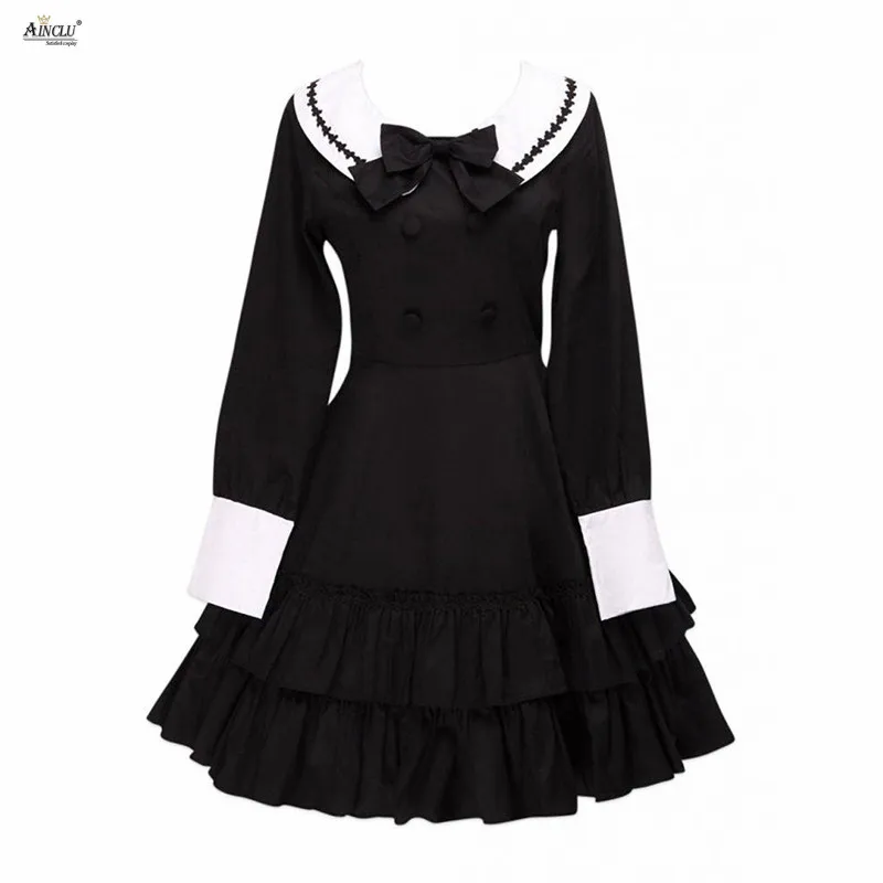 2018 Spring/Summer Lolita Dress Womens School Style Cotton Black ...