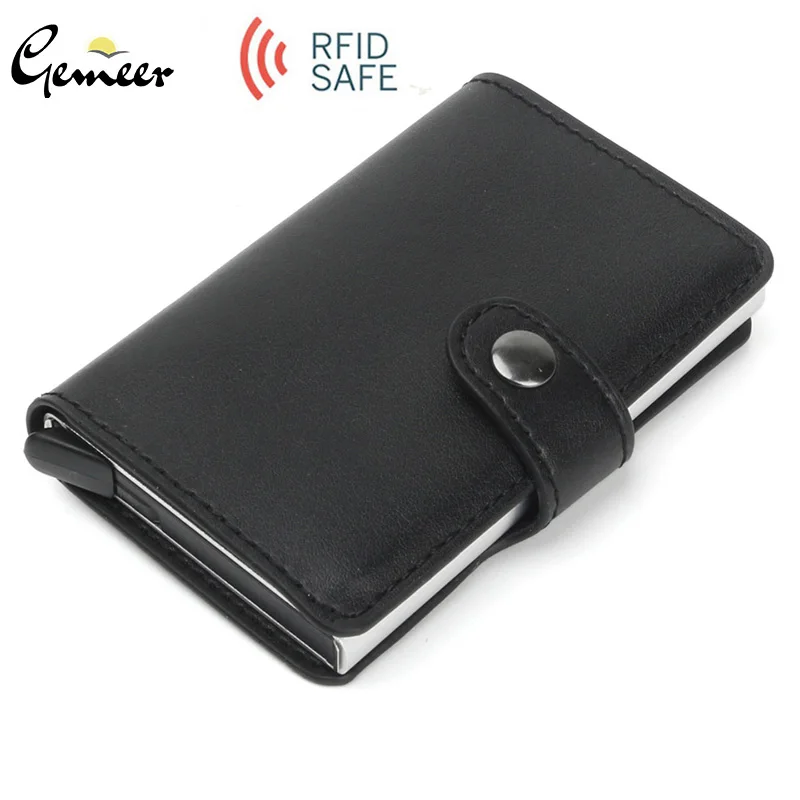 

Gemeer RFID Automatic Wallet Credit Card Holder Case Aluminum Alloy Anti-Degaussing Anti-Theft RFID Bank Credit Card