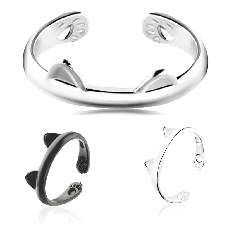 

1 Piece Cute Cat Open-end Ring cat's ears Rings Claw Paw Fashion Jewelry 2 Colors