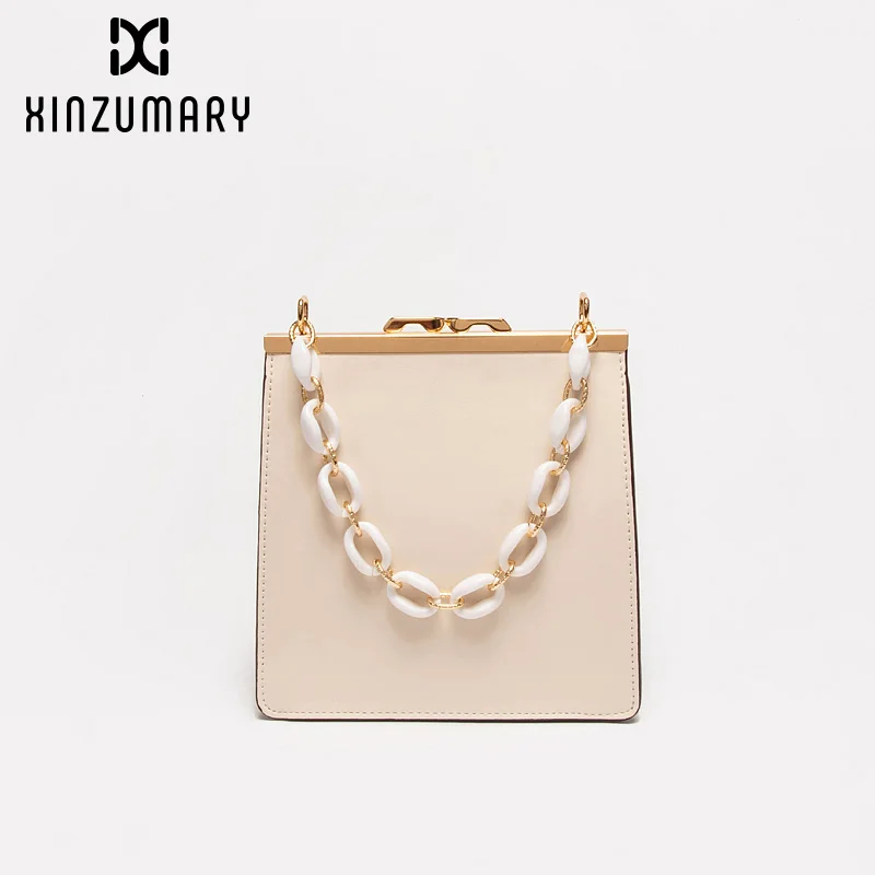 

Bag for women New 2019 Summer PU Leather Small Square Bags Solid color Female Messenger Bag Fashion Acrylic Chain Women Handbags