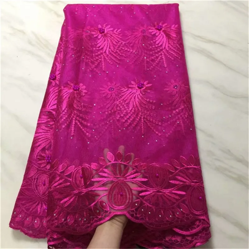 

2019 New Design French Lace Fabric Good Quality Embroidery Tulle Lace With Beads African French Tulle Lace Fabric For Dress