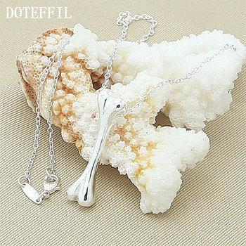 

DOTEFFIL 925 Sterling Silver Bone Pendant Necklace 18 Inch Chain Fashion Woman Wedding Engagement Party Exquisite Jewelry