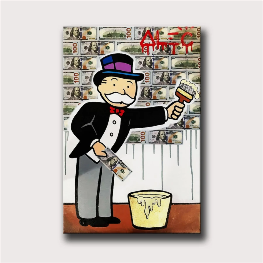Alec Monopolys $100 Bill HD Wall Art Холст с печатью постера живопись декоративная картина для