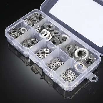 

360Pcs Flat Machine Washer Set DIN125-M2/M2.5/M-3/M-4/M5/M6/M-8/M-10 Stainless Steel 304 Fasteners Washers Plain Ring Gasket