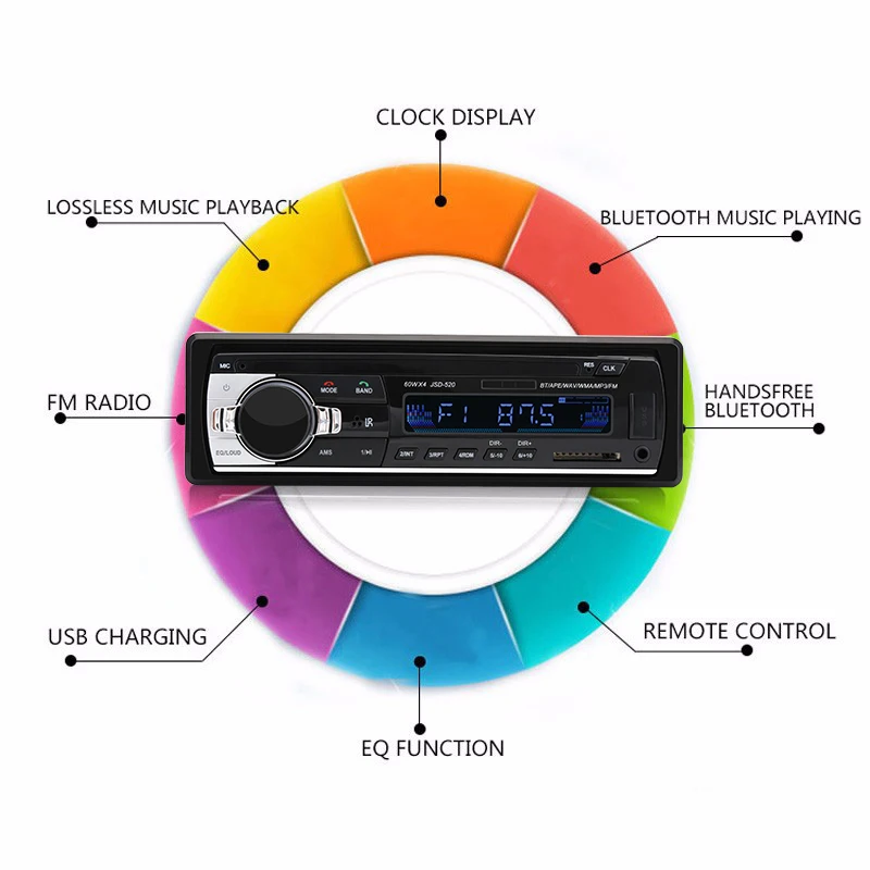 Авторадио 12 В автомобиля Радио Bluetooth 1 din стерео плеер AUX-IN MP3 FM/USB/радио с пультом дистанционного управления управление для телефона Car Audio JSD520