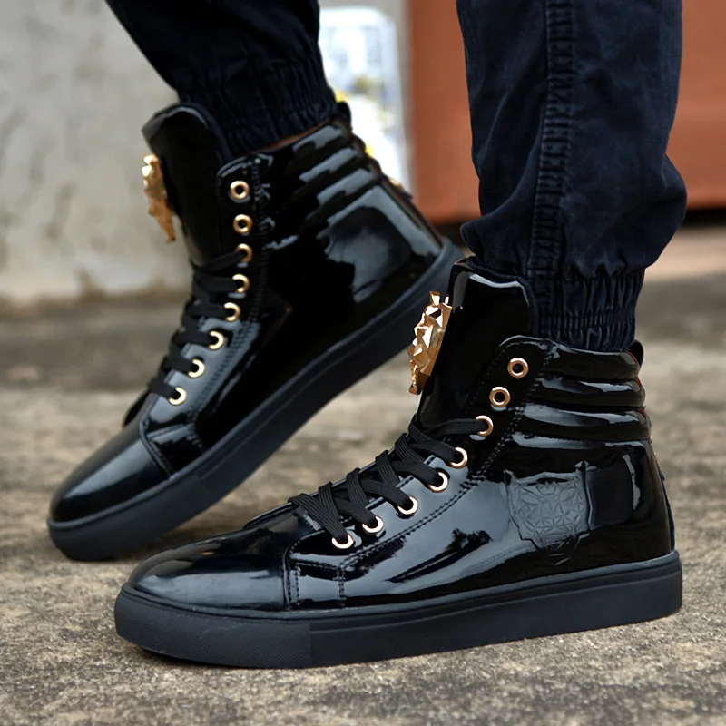 mens black high top casual shoes