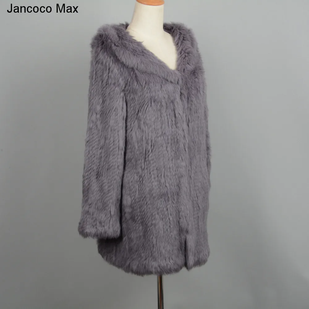 Теплое трикотажное длинное пальто Jancoco Max осенне зимние куртки с капюшоном и