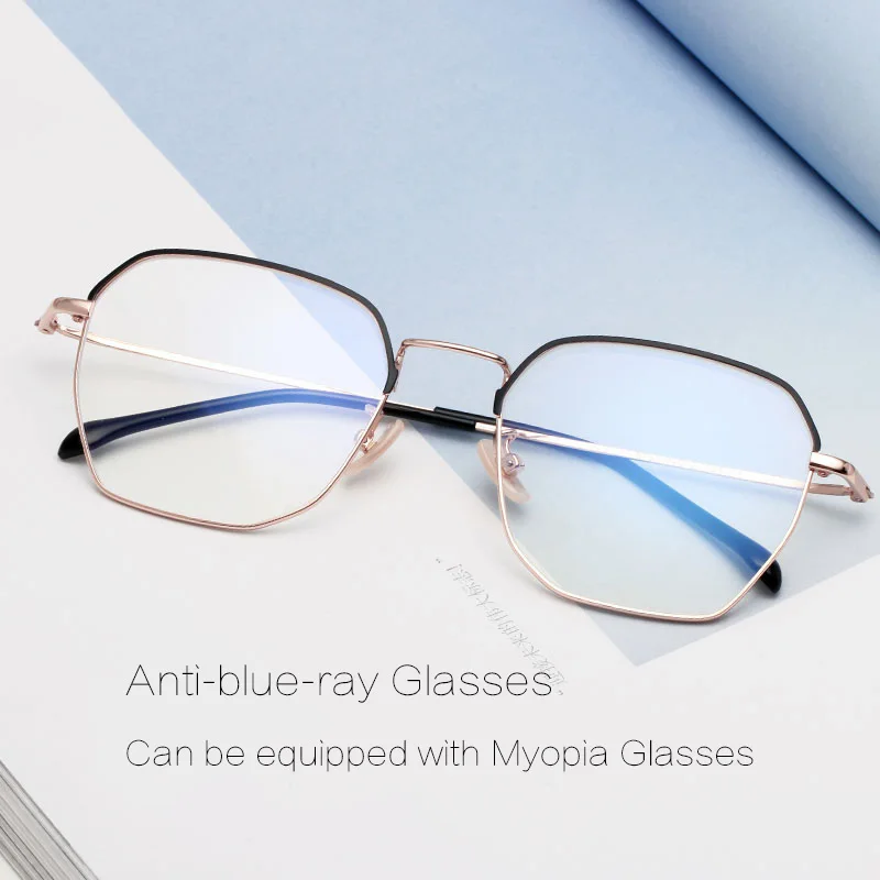 Новые унисекс готовые очки для близорукости анти-синие очки мужские женские близорукие очки сплав близорукие очки - Цвет оправы: Black Gold