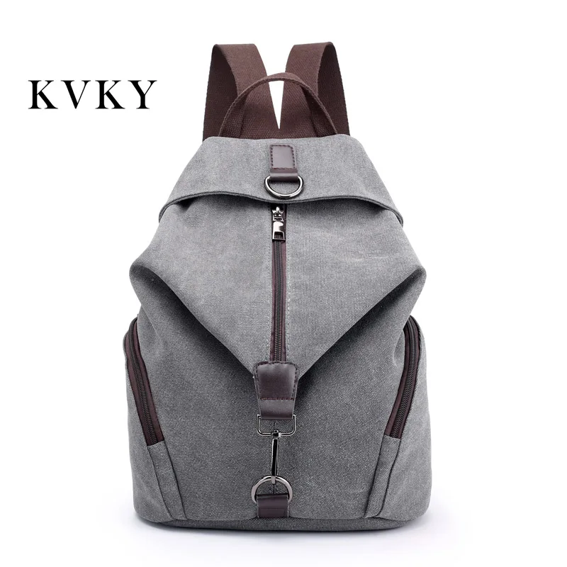 

KVKY New Lady Canvas Backpack Designer Rucksack Student For School Bag Women Travel Backpack Mochila Feminina Women's Rucksack