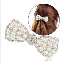 Дешевая новинка, милая Хрустальная заколка для волос с бантом, жемчужные Заколки, заколка для волос, заколка для волос, головной убор для женщин, модные украшения для волос, аксессуары