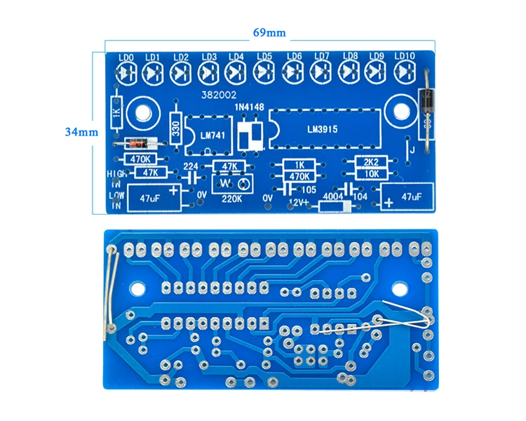 Aiyima LM3915 10 Светодиодный индикатор уровня звука VU Meter предусилитель усилитель мощности Diy наборы