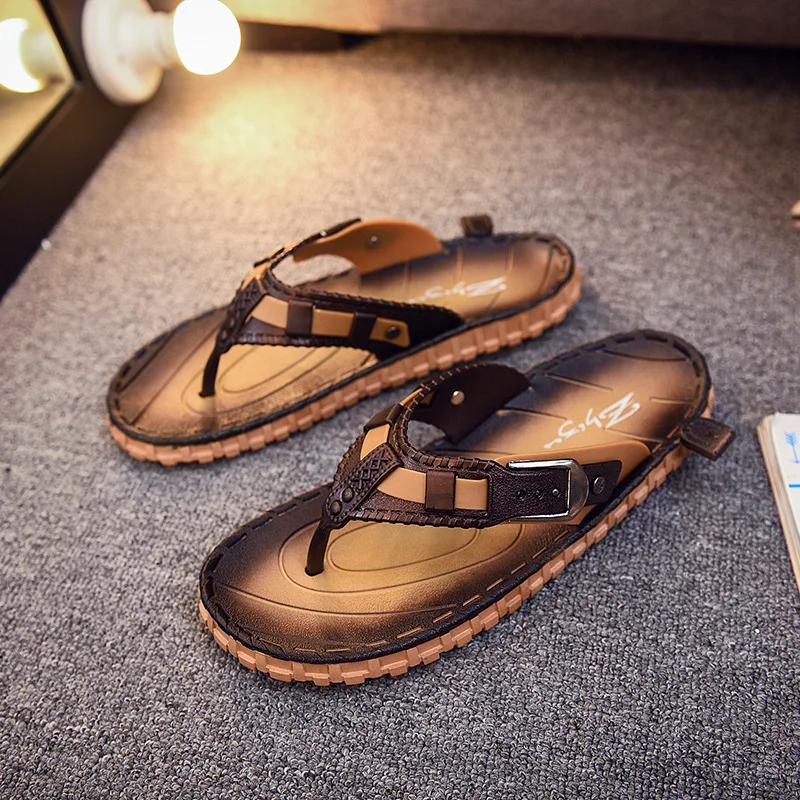 Thick Soled Fashion Leisure Concise Flip Flops for Men Beach Narrow