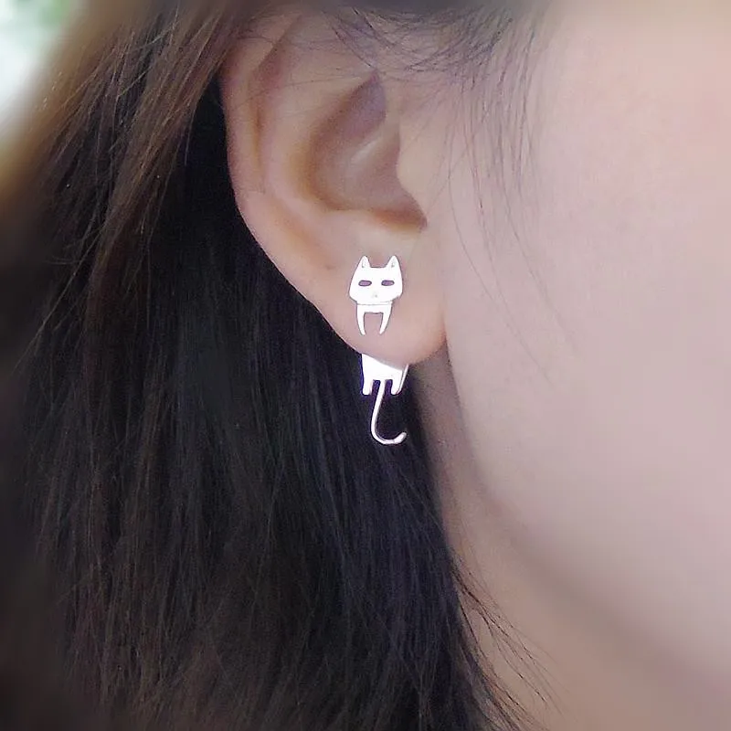 Новые 925 серебряные сережки кошки необычные серьги персонализированные женские модели серьги