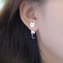 Новые 925 серебряные сережки кошки необычные серьги персонализированные женские модели серьги