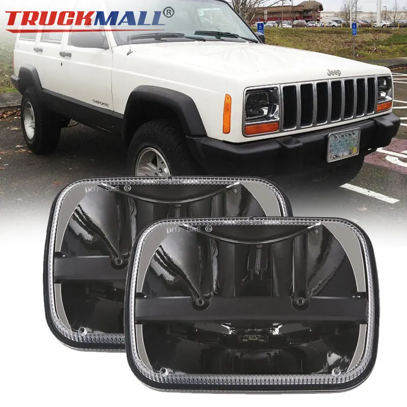  DOT EMARK Approved Pair 5x7Inch LED H4 Square 12V 24V Headlight 7x6 LED Truck Headlamp for truck FL - 32881848482