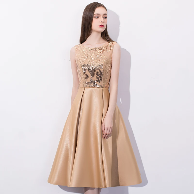 Suosikki/платье для выпускного вечера; коллекция года; элегантные вечерние платья с золотыми кружевами и аппликацией; короткие новые платья для маленьких девочек; платье для выпускного вечера; vestido