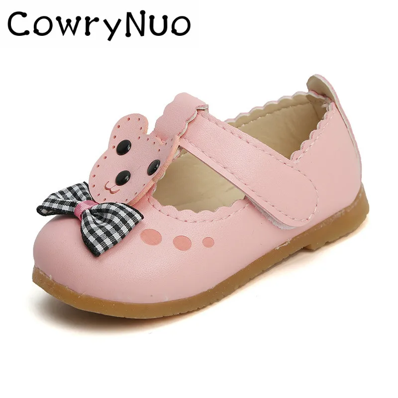

Insole 11.5-13.5cm Spring Baby Girl Shoes Cartoon Bear PU Leather Shoes for Girls