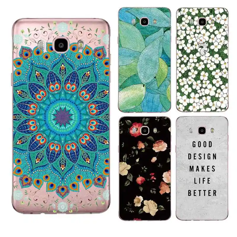 

Mandala Soft Clear TPU Phone Case For Samsung J3 J5 J7 S6 S7 S8 note8 A3 A5 C7 J2prime Flora Leaf Silicone Cover Free Shipping