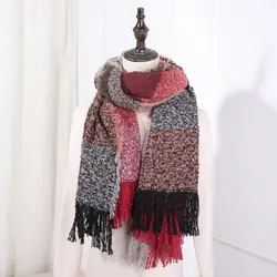 Высококачественные Женские клетчатые шарфы, модные теплые зимние шарфы с кисточками, мягкие шали кашемир, шарфы, женская накидка