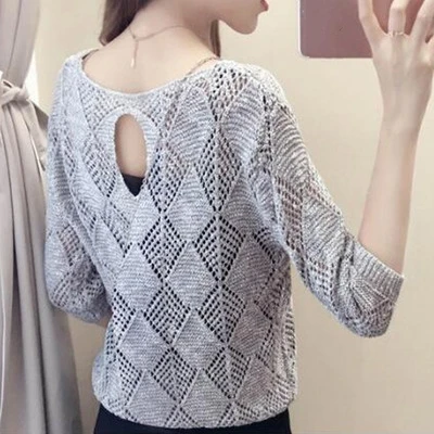 Korean New Spring Fall Summer Sweater Women Hollow Knit
