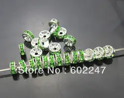 8 мм, Класс Зеленый Кристалл Rhinestone Rondelle Spacer Бусины, Баскетбол жены Бусины 500 шт./лот