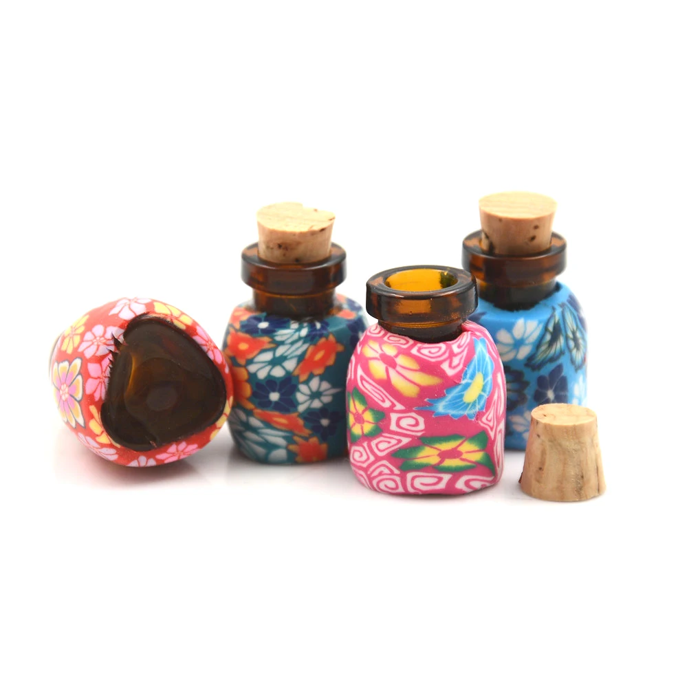 

5pcs Mini Wish Bottle Bead Storage Polymer Clay Bottle With CorksFor Party Clear Small Tiny Glass Vials Jewelry Special Gift